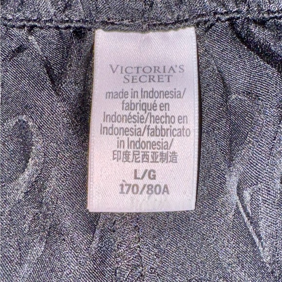 Victoria's Secret Black Satin Pajama Set with Pink Trim size L - Picture 5 of 9